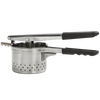 Stainless steel ricer with black ergonomic handles designed for smooth, lump-free mashed potatoes and ideal for kitchen gadgets, cooking helpers, and food preparation.