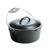 Classic cast iron Dutch oven with spiral handle and self-basting lid, pre-seasoned for immediate use, ideal for Kitchen & Food, Cookware, Cast Iron, USA Made, and Best Sellers collections.