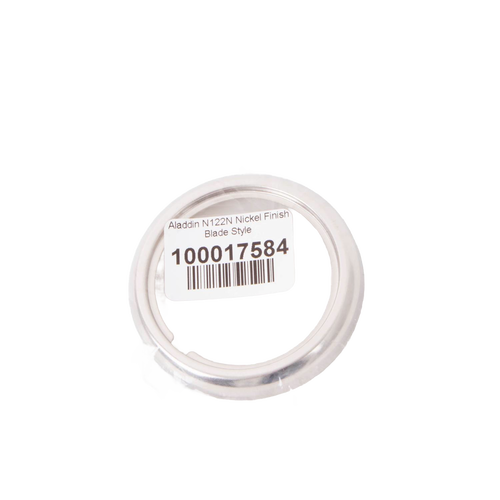 Nickel-plated burner collar with new blade style and thread ring, designed for most Aladdin glass lamp fonts, included in Lamps & Lighting, Parts and Accessories, Best Sellers, and Promo Eligible collections.