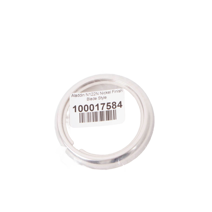 Nickel-plated burner collar with new blade style and thread ring, designed for most Aladdin glass lamp fonts, included in Lamps & Lighting, Parts and Accessories, Best Sellers, and Promo Eligible collections.