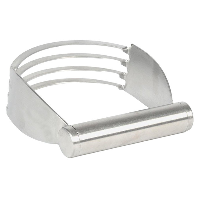 Chunky stainless steel hand pastry blender with four sturdy blades and comfortable handle, designed for effortless dough mixing in Kitchen & Food, Cookware, and Baking Supplies collections.