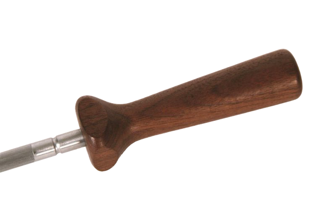 Butcher steel with smooth wooden handle and polished metal honing rod, designed for sharpening knives, ideal for Kitchen & Food, Food Prep, Knives, Sharpeners and Cutting Boards, Best Sellers, Promo Eligible collections.