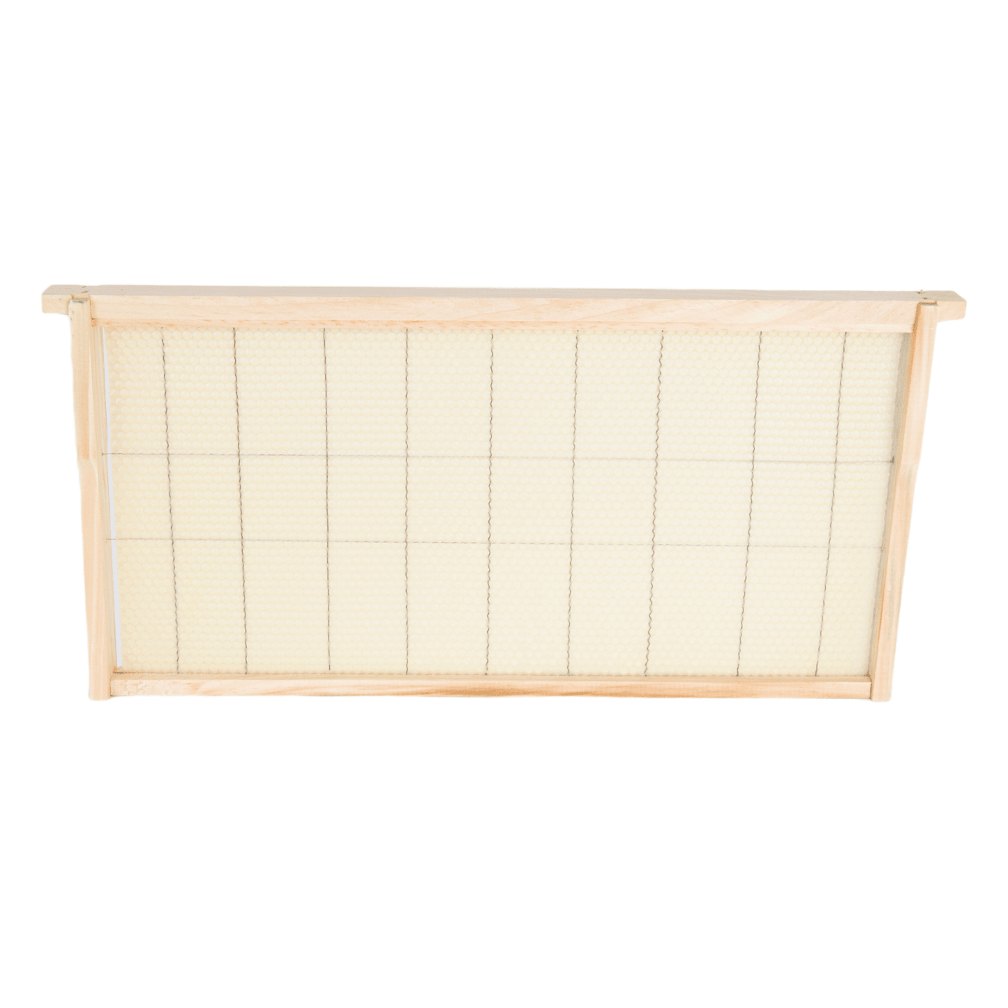 Handcrafted 8-frame wooden beehive frame with foundation sheet, Amish made and USA crafted, ideal for beekeeping supplies in farm and garden collections.