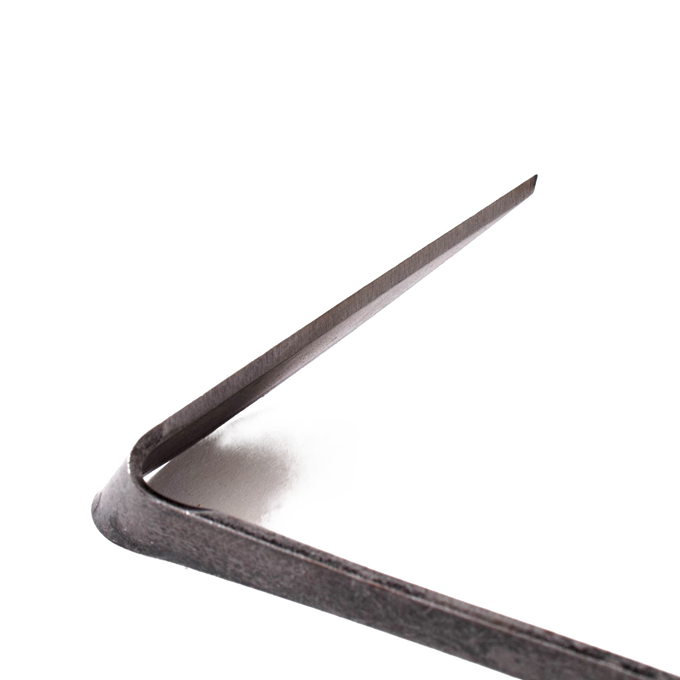 Close-up of a handcrafted sharp metal blade corner from a durable garden hoe designed for loosening soil and cutting weeds, featured in Farm, Garden & Tool, Garden Accessories, Best Sellers, Promo Eligible collections.