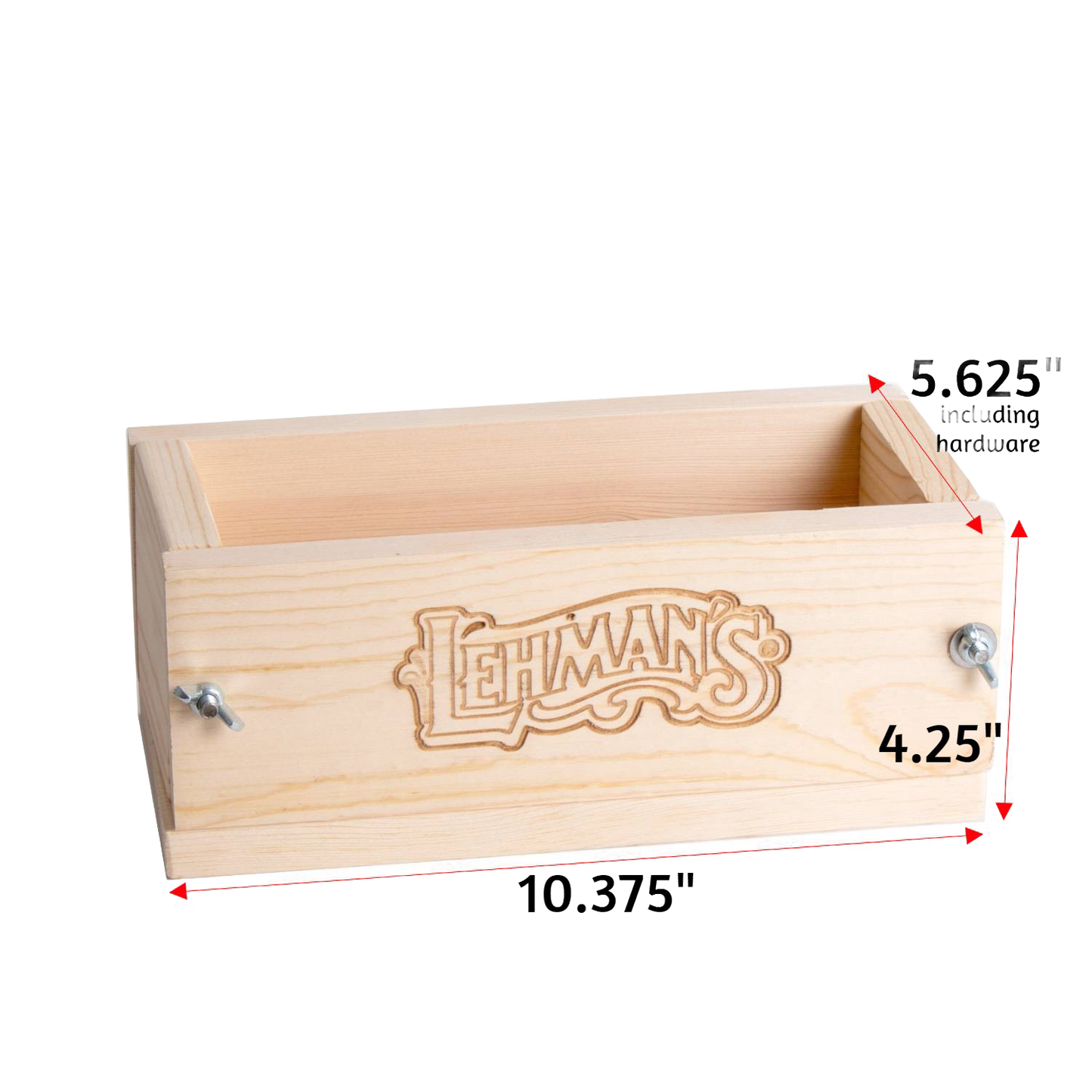 Handcrafted wooden soap mold made of durable pine featuring adjustable metal wingnuts and branded engraving, crafted in the USA for cold process soapmaking in Health & Wellness and Soapmaking Supplies collections.