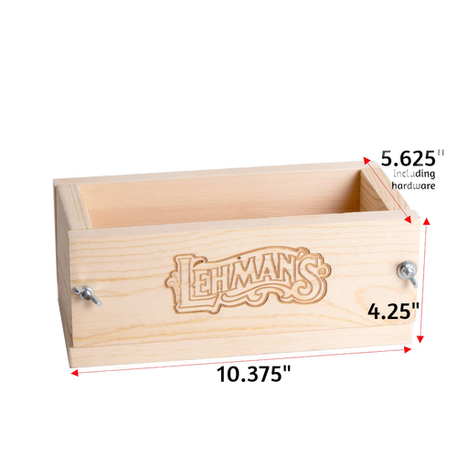Handcrafted wooden soap mold made of durable pine featuring adjustable metal wingnuts and branded engraving, crafted in the USA for cold process soapmaking in Health & Wellness and Soapmaking Supplies collections.