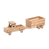 Handcrafted Amish wooden toy truck with detachable stock trailer made from unfinished poplar and sassafras, ideal for indoor play and perfect for children's toys collections.