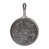 Cast iron griddle with detailed moose design and scenic Northwoods background, handcrafted in the USA, ideal for Kitchen & Food, Cookware, Cast Iron, and Best Sellers collections.