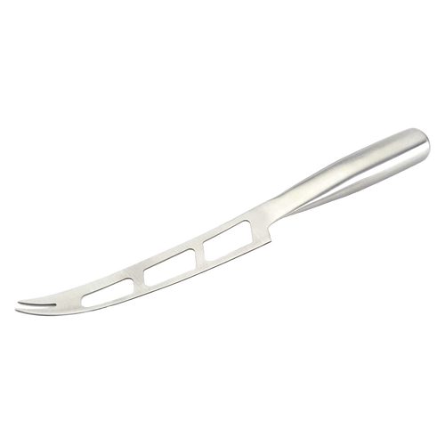 Lightweight stainless steel soft cheese knife with vented blade and forked tip designed to slice and serve brie, goat cheese, and fresh mozzarella, ideal for Kitchen & Food and Food Prep collections.
