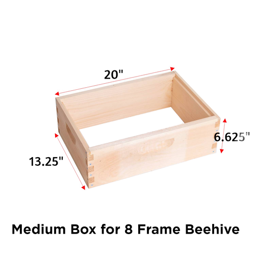 Handcrafted Amish-made wooden medium bee box for 8-frame hives, featuring smooth natural wood and precise joinery, ideal for Farm, Garden & Tool and Beekeeping Supplies collections.