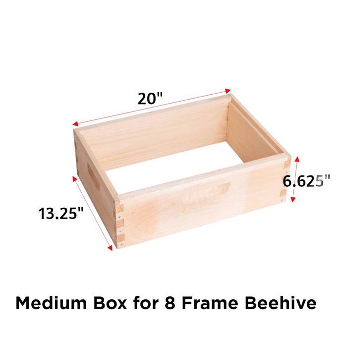 Handcrafted Amish-made wooden medium bee box for 8-frame hives, featuring smooth natural wood and precise joinery, ideal for Farm, Garden & Tool and Beekeeping Supplies collections.