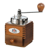 Handcrafted wooden coffee mill with top crank and metal grinding mechanism, featuring German steel burrs, ideal for Farm, Garden & Tool, Kitchen & Food, Brewing Coffee and Tea, and Best Sellers collections.