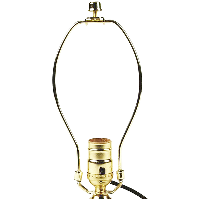 Brass-plated lamp harp with adjustable cork adapter sized between 1/2" and 1-1/4" outer diameter, featuring a six-foot cord and UL-listed components for electric light conversions in Lamps & Lighting.