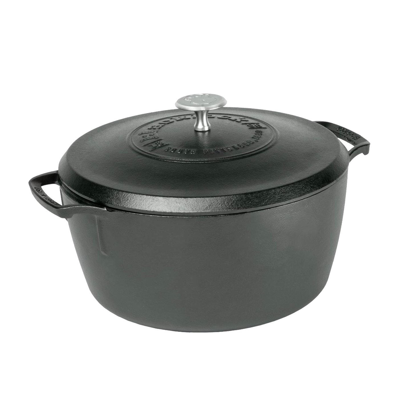 Heavy-duty cast iron Dutch oven with lid and metal knob, lightweight design handcrafted in USA, ideal for Kitchen & Food, Cookware, Cast Iron, and Best Sellers collections.