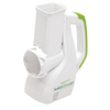 Electric vegetable slicer and shredder with white body and green-accented handle, designed for effortless food prep in Kitchen & Food, Food Prep, and Kitchen Gadgets collections.