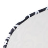 Close-up of the edge of an Aladdin oil lamp shade featuring black and white damask cloth trim, crafted for durability and style in Lamps & Lighting and Lamp Shades collections.