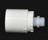 Compact white plastic hose adapter with threaded end, designed for durable connection to hand-powered water pumps, featured in Appliances, Water Pumps, and Pump Parts collections.