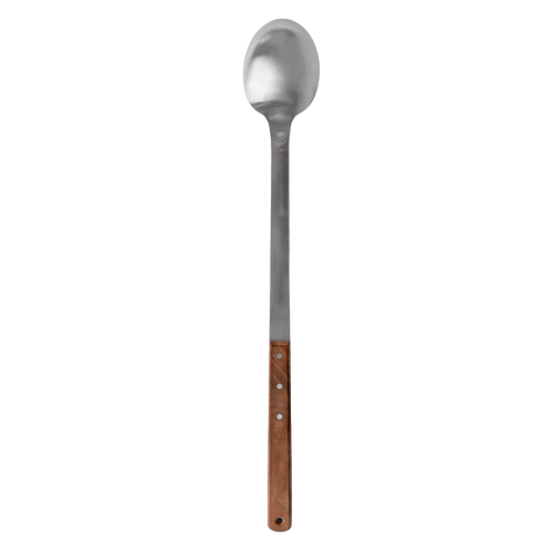 Handcrafted long serving spoon with a stainless steel bowl and a smooth walnut handle, designed for easy outdoor meal serving in Farm, Garden & Tool, Kitchen & Food, Camping, Storage and Serving, Best Sellers, Promo Eligible collections.