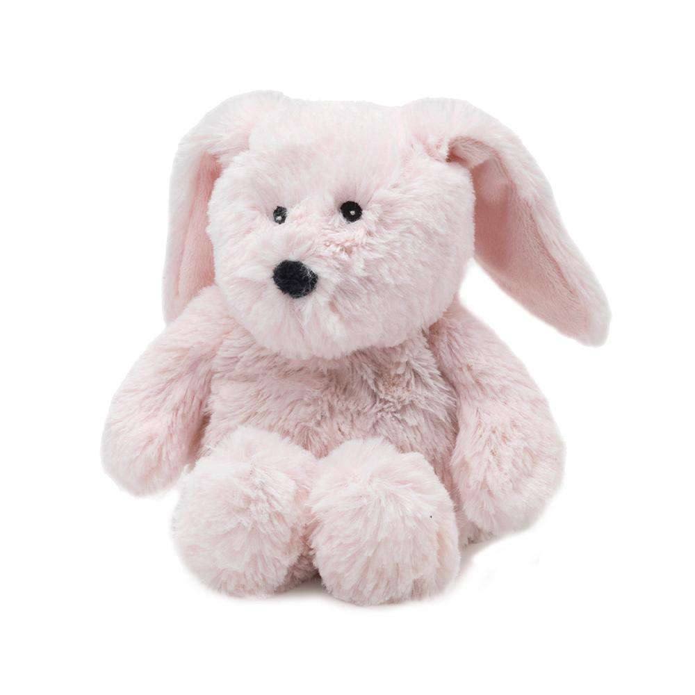 Soft and cuddly pale pink plush bunny with long ears, weighted and microwaveable for gentle warmth, infused with real dried French lavender, ideal for Health & Wellness and Children's Toys collections.
