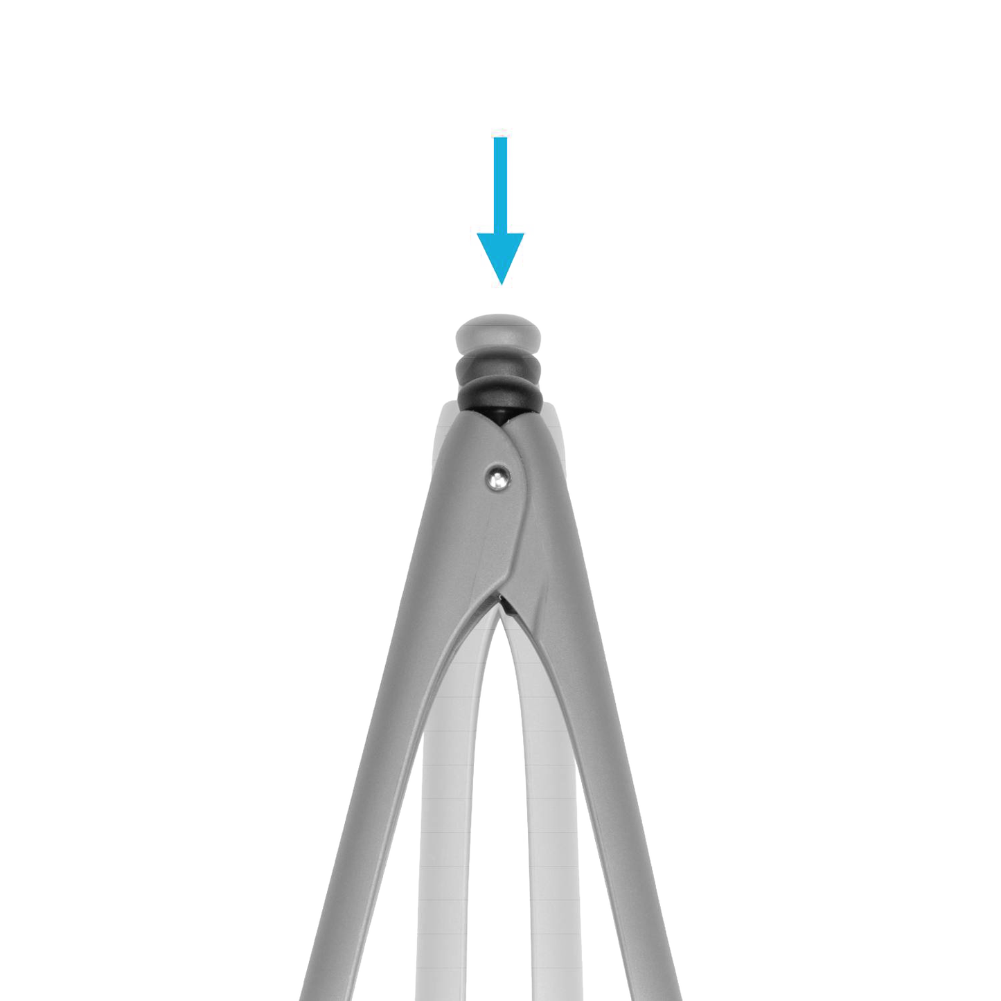 Close-up view of gray nylon cooking tongs with a click lock mechanism at the handle tip, designed for easy storage and mess-free use in Kitchen & Food, Kitchen Gadgets, and Cooking and Baking Helpers collections.