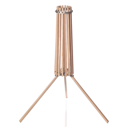 Handcrafted wooden floor dryer with 16 arms and stainless steel hardware, designed for space-saving drying; made in USA, ideal for Home & Decor and Laundry Supplies collections.
