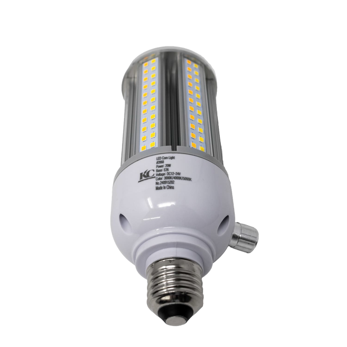 High-quality dimmable LED corn bulb with visible LED chips on a white base and metal screw-in connector, suited for Lamps & Lighting, Battery, Solar, LED collections.