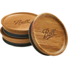 Set of three handcrafted wooden wide mouth lids with airtight seals, featuring natural acacia wood finish and engraved branding, ideal for Kitchen & Food, Storage and Serving, Best Sellers, and Promo Eligible collections.