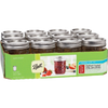 Pack of twelve handcrafted regular-mouth quilted glass jelly jars holding 8 oz each, ideal for canning and food preservation, made in USA, featured in Kitchen & Food and Best Sellers collections.