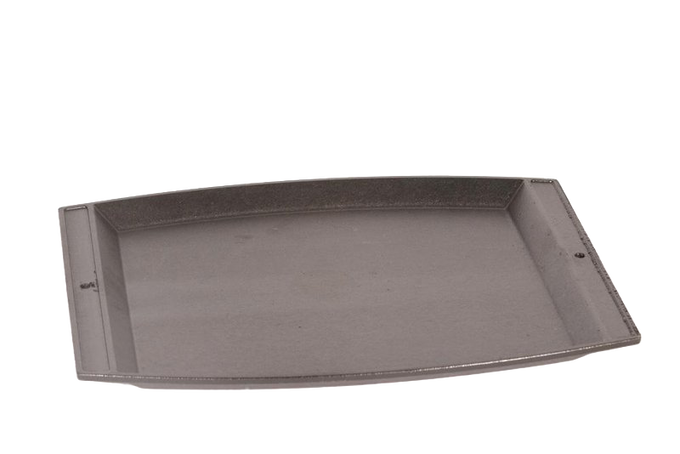 Rectangular cast iron baking and serving platter with a flat cooking surface and slightly raised edges, handcrafted in the USA, featured in Kitchen & Food, Cookware, Cast Iron, USA Made, Best Sellers, and Promo Eligible collections.