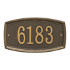 Traditional bronze address plaque with raised border and bold house numbers, handcrafted in the USA, ideal for Home & Decor and Mailboxes and Address Signs collections.