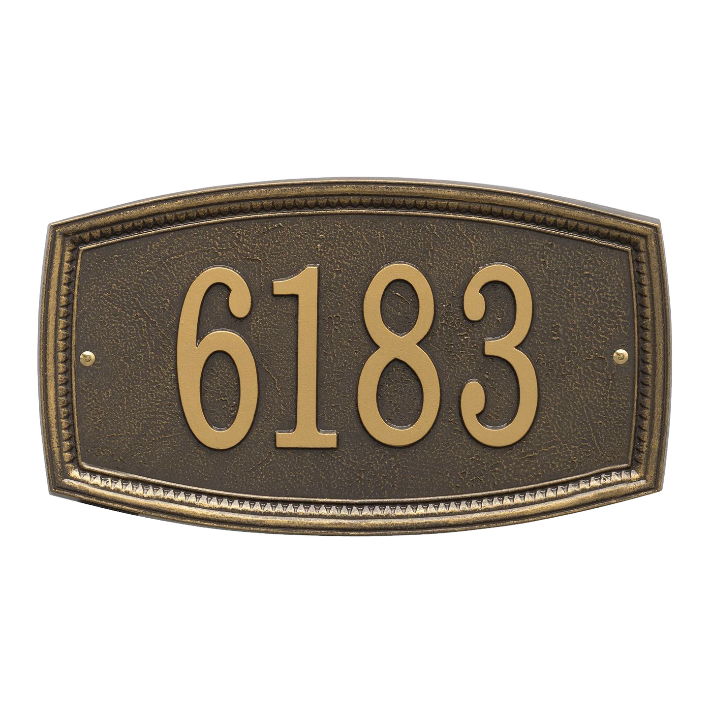 Traditional bronze address plaque with raised border and bold house numbers, handcrafted in the USA, ideal for Home & Decor and Mailboxes and Address Signs collections.