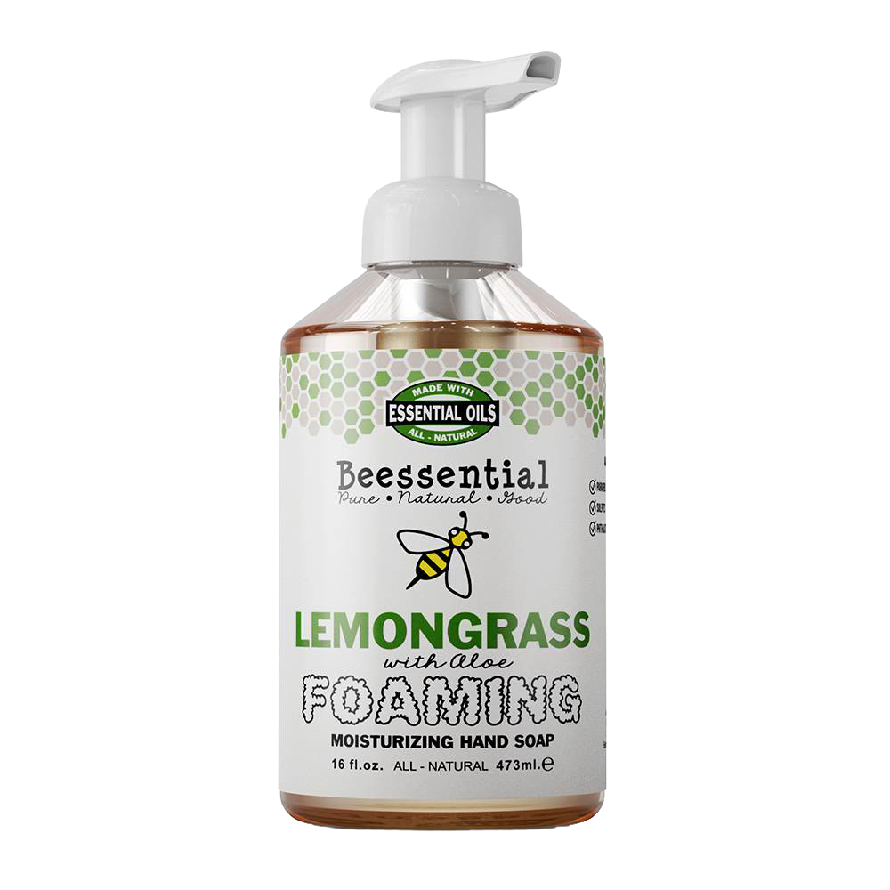 16 fl oz pump bottle of handcrafted foaming hand soap with lemongrass and aloe, moisturizing formula made in small batches in the USA, ideal for Health & Wellness and Soaps collections.
