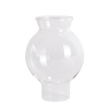 Clear glass chimney with rounded globe shape and flared top, handcrafted as a durable replacement part for vintage oil lamps, suited for Lamps & Lighting and Parts and Accessories collections.