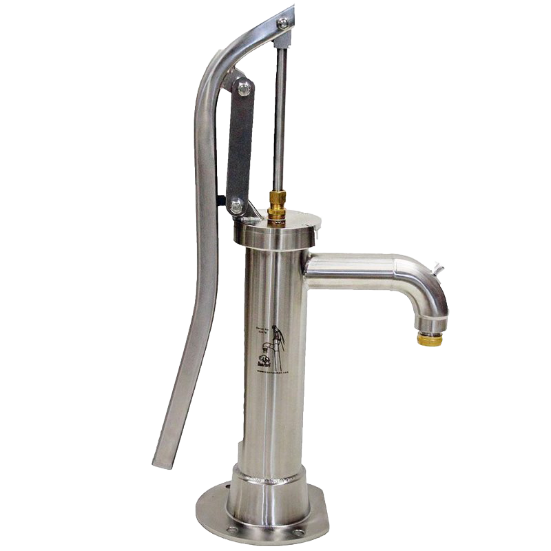 Handcrafted shallow well pump made of rust-resistant 304 stainless steel with a long lever handle, designed for efficient water drawing, featured in USA Made and Water Pumps collections.