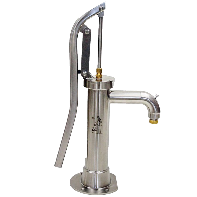 Handcrafted shallow well pump made of rust-resistant 304 stainless steel with a long lever handle, designed for efficient water drawing, featured in USA Made and Water Pumps collections.