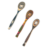 Set of three sturdy pakkawood slotted spoons featuring colorful, stylish patterns and heat-resistant surfaces, ideal for Kitchen & Food, Kitchen Gadgets, and Best Sellers collections.