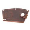Handmade full-grain American leather axe blade guard with secure snap closure, featuring stamped logo, suitable for axes with 3-3/4" to 4" bits, Amish made, USA made, and part of Farm, Garden & Tool collections.