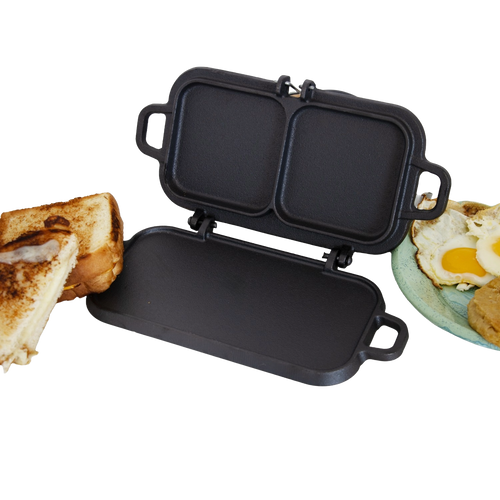 Lehman's Kitchen Compact Cast Iron Flip Griddle & Sandwich Press