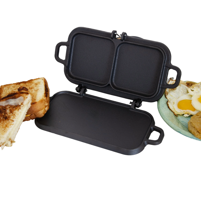 Lehman's Kitchen Compact Cast Iron Flip Griddle & Sandwich Press
