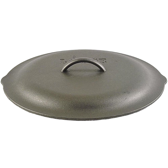 Handcrafted cast iron skillet lid with self-basting tips and a durable handle, seasoned with natural vegetable oil, perfect for Kitchen & Food, Cookware, Cast Iron, Best Sellers, and Promo Eligible collections.