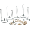 Set of six handcrafted steel wick holders with braided cotton wicks, designed for pint-sized jars in olive oil lamps, featured in USA Made and Lamps & Lighting collections.
