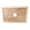 Handcrafted Amish made wooden hive inner cover with a centered round ventilation hole, designed for moisture control in beekeeping, part of USA Made farm and garden tools.