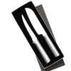 Two stainless steel knives with smooth metallic handles nestled in a black foam insert inside a decorative gift box, part of kitchen knives and food prep collections.
