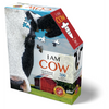 Box for a handcrafted, cow head-shaped 300-piece jigsaw puzzle featuring a close-up cow image and a barn scene, part of toys and games collections for ages 10 and up.