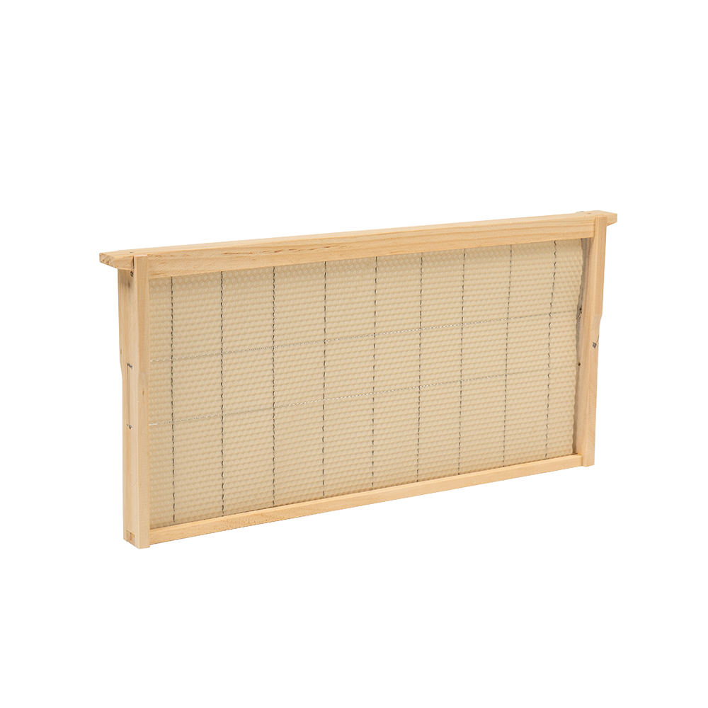 Handcrafted Amish made wooden 10-frame beehive frame with foundation sheet, designed for use in farm, garden, and beekeeping supplies from USA made collections.