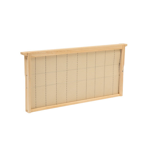 Handcrafted Amish made wooden 10-frame beehive frame with foundation sheet, designed for use in farm, garden, and beekeeping supplies from USA made collections.