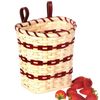 Handcrafted woven berry basket with red and natural tones, featuring riveted leather loops for belt attachment, made in USA by Amish craftsmen, ideal for Farm, Garden & Tool collections.