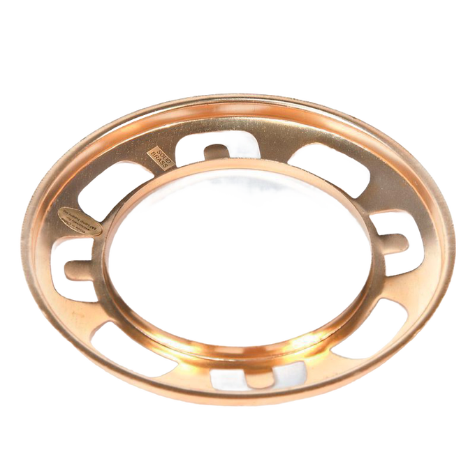Solid brass 4-inch shade holder with smooth polished finish and cut-out slots, compatible with #2 burners, ideal for lamps and lighting parts and accessories collections.