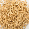 Close-up of uncooked gluten-free homestyle noodles in a loose pile, showcasing their natural beige color and traditional egg noodle texture, part of Kitchen & Food, Pantry, and USA Made collections.