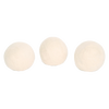 Set of three natural wool dryer balls in soft cream color, handcrafted in the USA for eco-friendly laundry, featured in Home & Decor and Laundry Supplies collections.